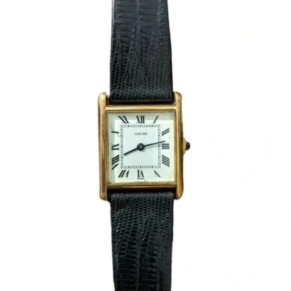 Concord Vintage Mens Tank Watch Alligator Strap Unisex‎ - Picture 4 of 8